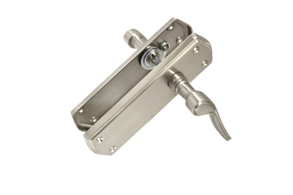 Satin Nickel Internal Door Handles with Long Back Plate - Stellar Design (1 Pair of Handles + Tubular Latch)