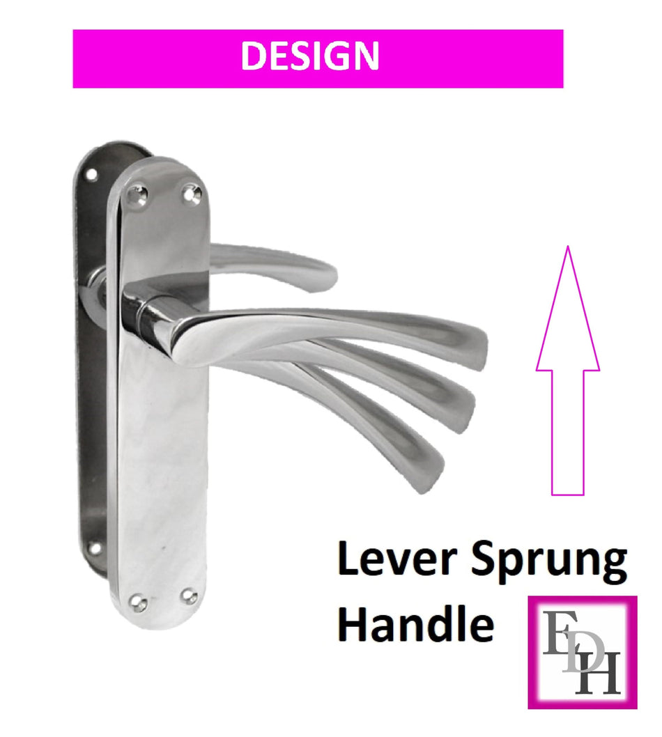 Polished Chrome Twist Door Handle Set,Interior Latch Lever on Long Back Plate with Tubular Latch (6 Pair of Handles + Tubular Latch)