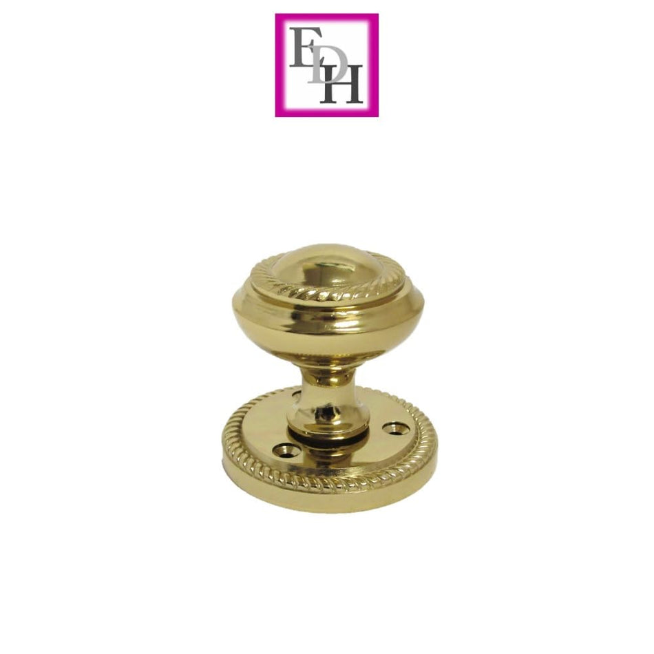 Brass Plated Round Door Knob Set Including Tubular Latch - Georgian Style Sprung Internal & External Door Knobs for Mortice Locks & Tubular latches. Sets 6