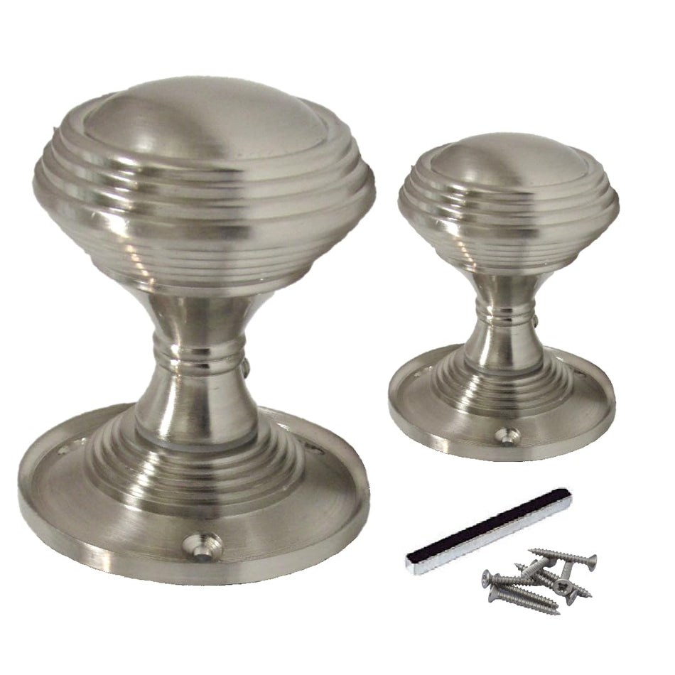 Queen Anne Reeded Mortice Door Knobs, Interior Door Knobs for Home, Round Internal Door Knob - Durable Satin Door Knobs - Door Knobs for Interior Doors - Chrome 6 Pairs