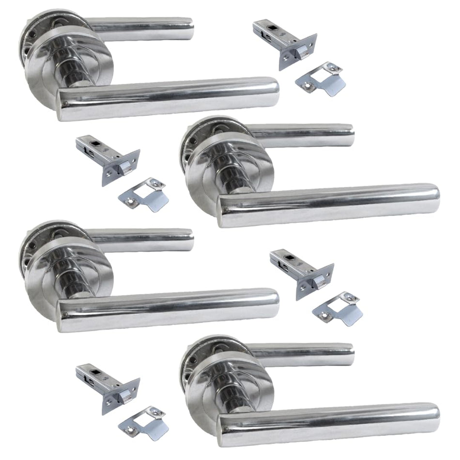 Epsom Door Handle- Straight T Bar Internal Latch & Tubular Latch, Essential Sets for Internal, Featuring Polished Chrome Finish, Door Latch Compatibility for Home & Office (4 Set)