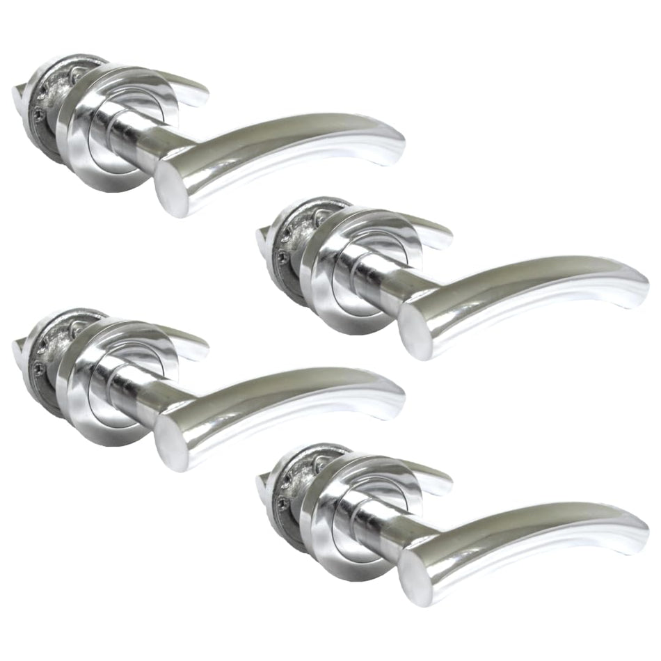 Epsom Door Handle- Arched T Bar Internal Latch, Essential Sets for Internal, Featuring Polished Chrome Finish, Door Latch Compatibility for Home & Office (4 Pair)