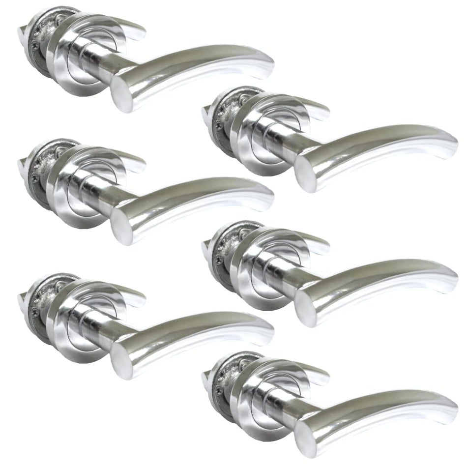 Epsom Door Handle- Arched T Bar Internal Latch, Essential Sets for Internal, Featuring Polished Chrome Finish, Door Latch Compatibility for Home & Office (6 Pair)