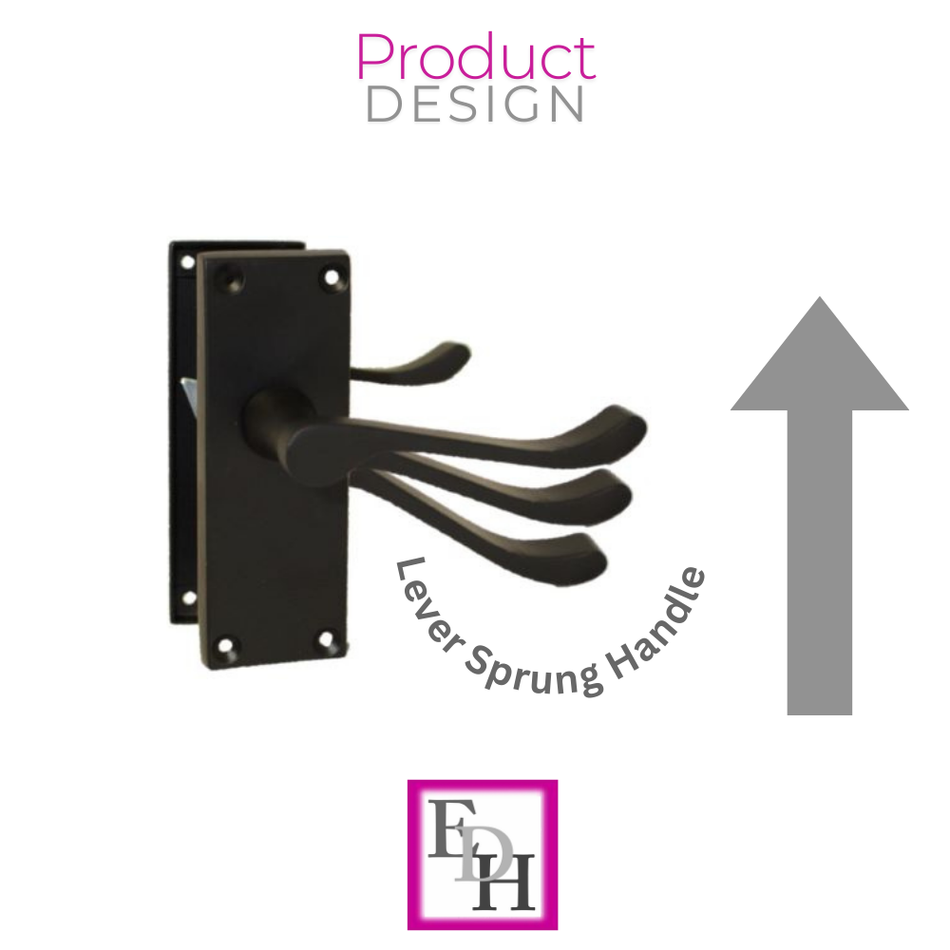 Door Handles Scroll Lever Internal Latch - Matt Black 118 x 42mm