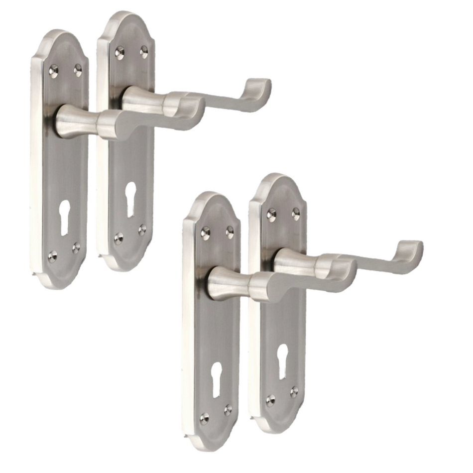 Askworth's Premium Satin Nickel Internal Lock Door Handle Set - Perfect for Internal Doors, 170mm x 48mm"