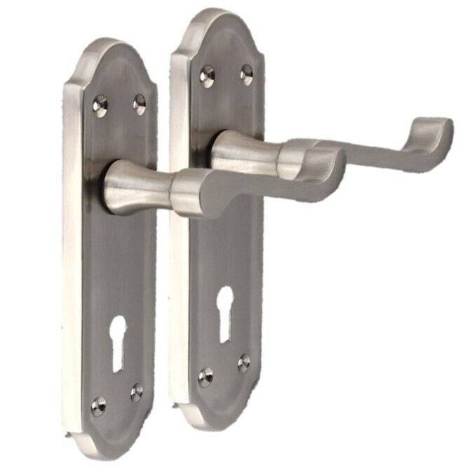 Askworth's Premium Satin Nickel Internal Lock Door Handle Set 1 Pair