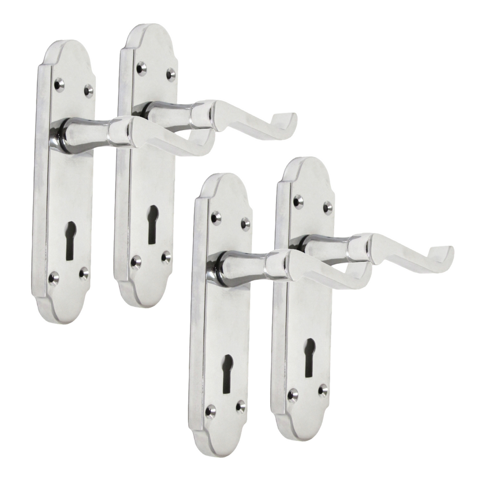 Epsom Door Handles x2 – Chrome Internal Lever Handles for Interior Doors