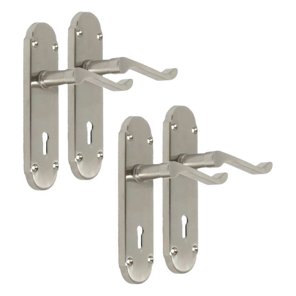 Epsom Satin Nickel Internal Door Handle Set on 170mm Back Plate, 2 Pairs