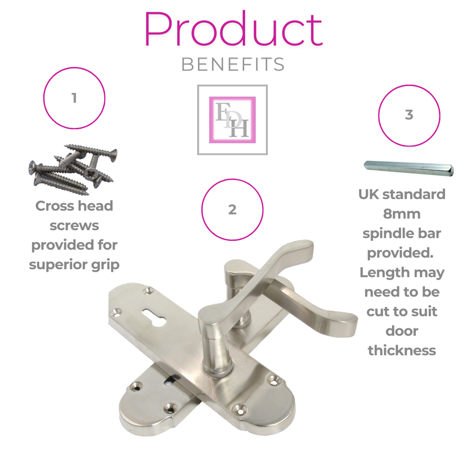 Epsom Satin Nickel Internal Door Handle Set on 170mm Back Plate, 2 Pairs