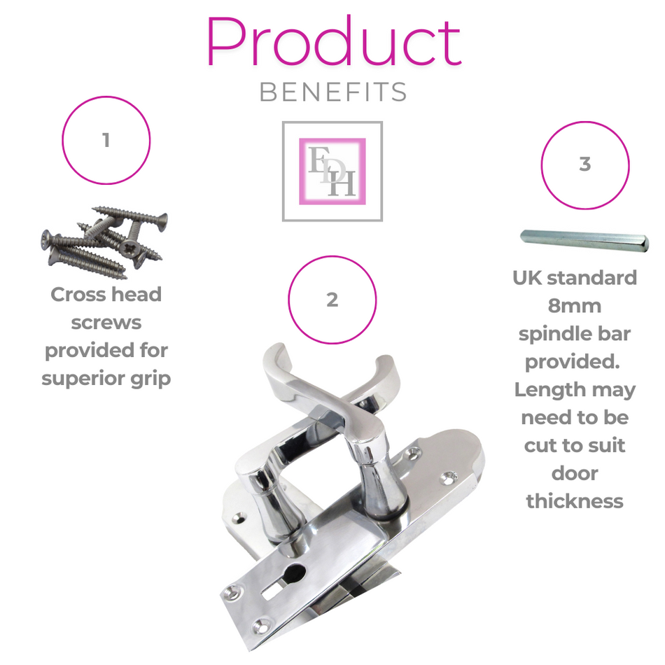 Epsom Door Handles x1 – Chrome Internal Lever Handles for Interior Doors