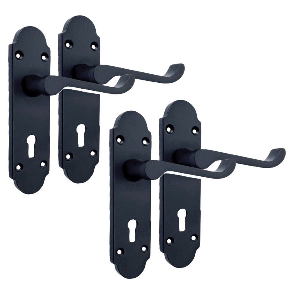 Epsom Door Handle - Matt Black Internal Bathroom Door Handles - 2 Pairs