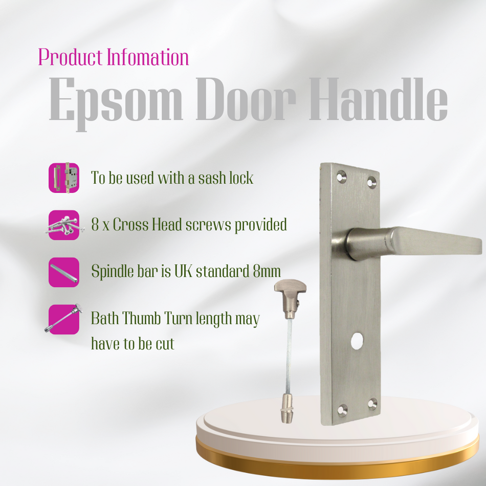 Victorian Straight Satin Nickel Interior Bathroom Door Handles