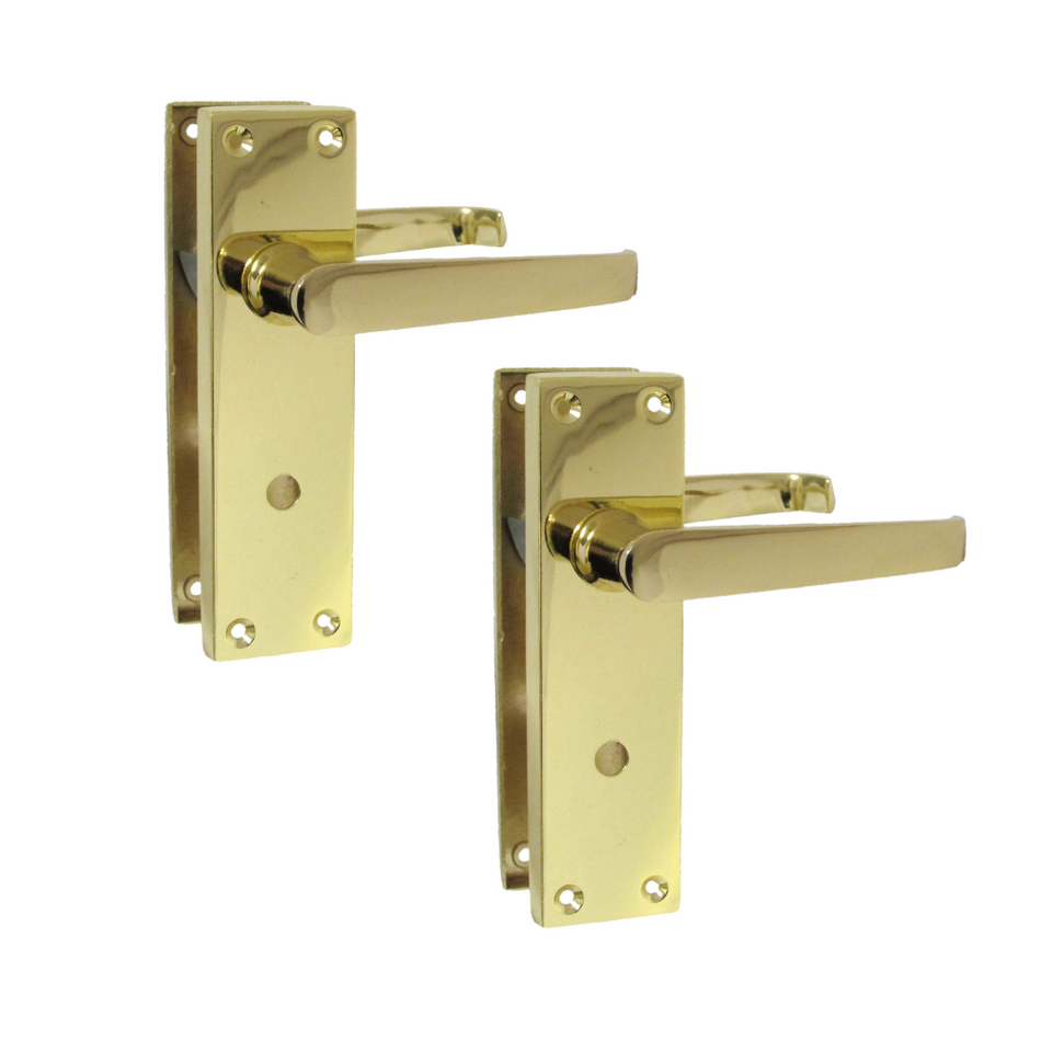 Victorian Straight Brass Bathroom Door Handles – Interior Lock Handle