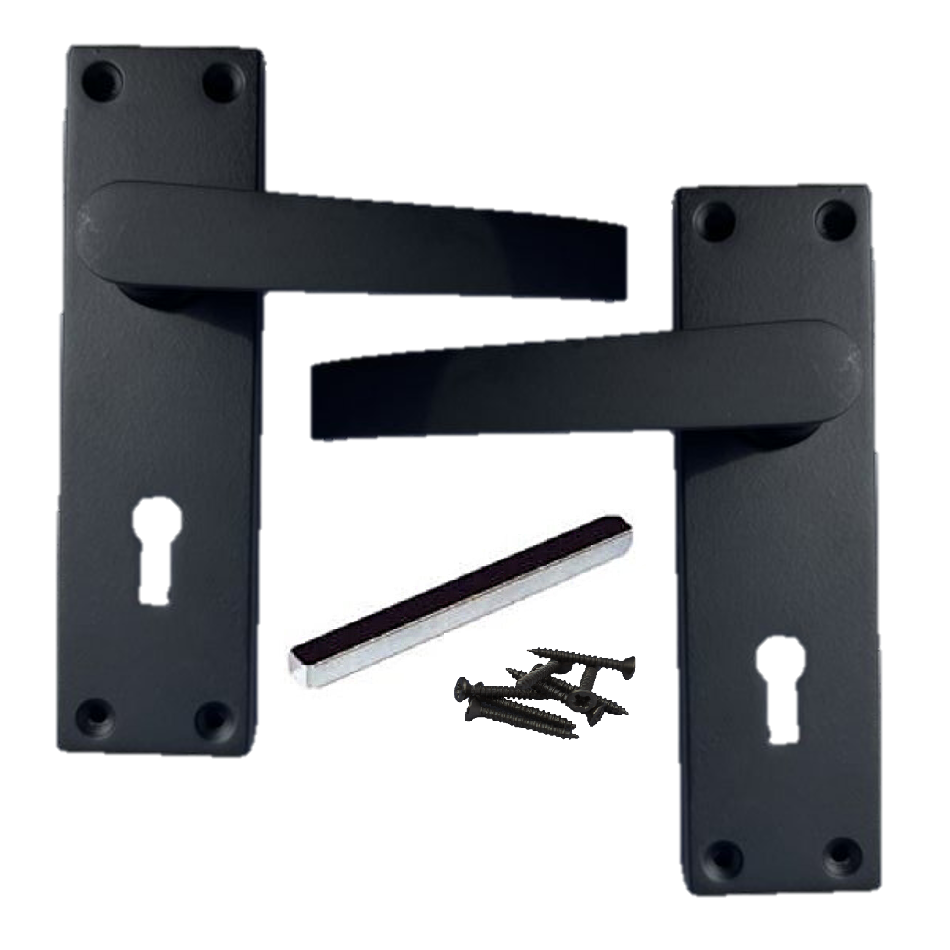Matt Black Door Handles Victorian Straight Lock Handles and Sash Lock
