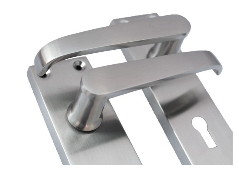 Satin Nickel Interior Door Lock Handles-Victorian Straight Lock, 2 Pairs