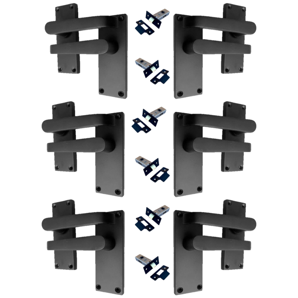 Door Handles  Internal & External Victorian Straight Lever Latch Matt Black. 6+
