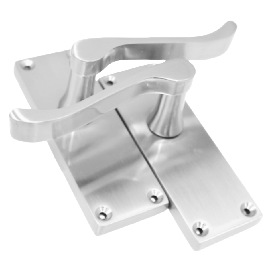 Satin Chrome Victorian Scroll lever Latch Modern Door Handles, 1 Pair + Tubular Latch