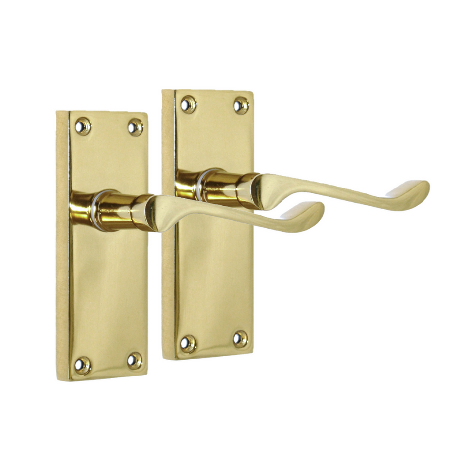 Door Handles Brass Plated  Victorian Scroll lever Latch Modern Handles x6.