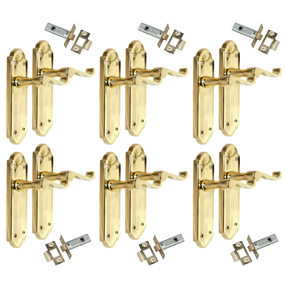 Door Handles Scroll Lever Latch Brass Finish Ashford Style Ashworth Interior. 6