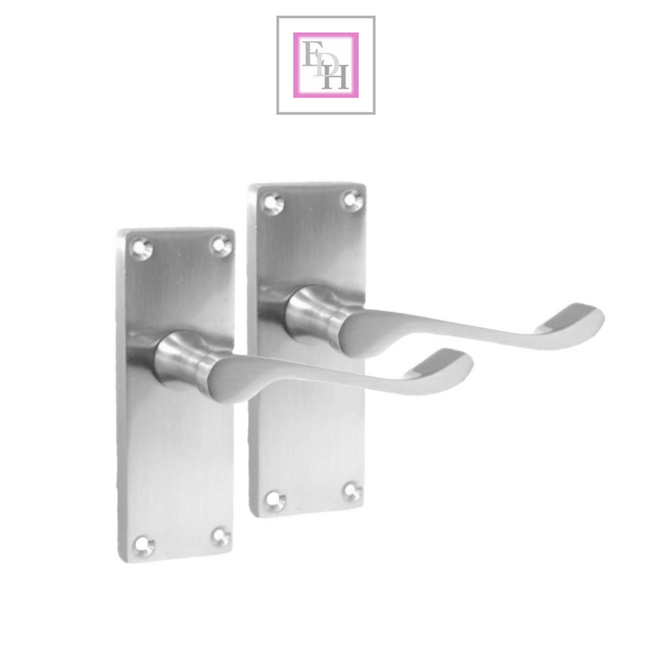Door Handles Satin Chrome Victorian Scroll lever Latch Modern Handles 4 Pairs