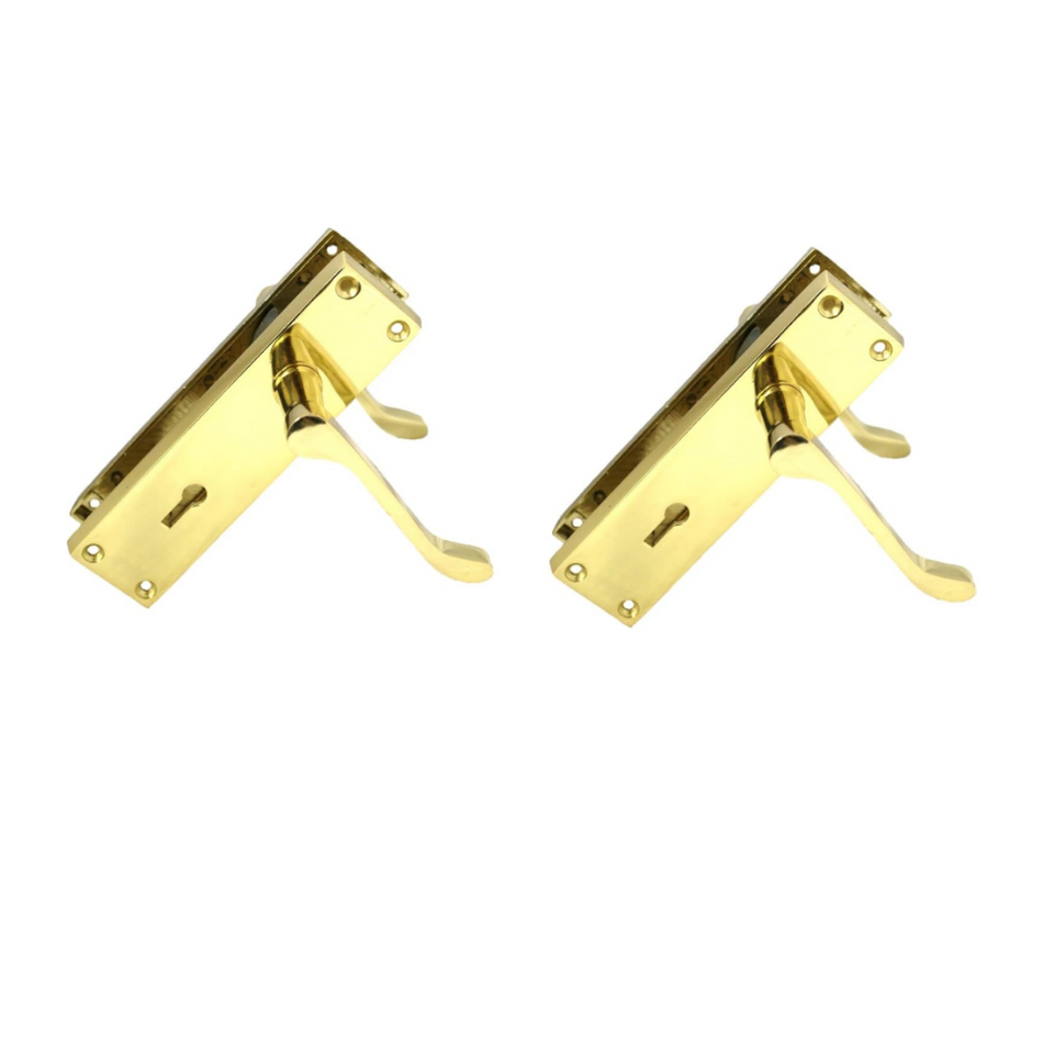 Lock Door Handles Modern Brass Plated Victorian Scroll Interior Door Handle x1