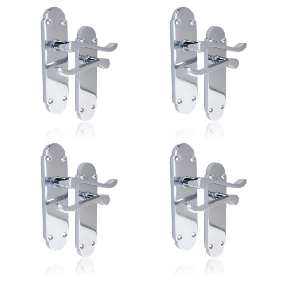 Silver Door Handles Interior Door Handles - Victorian Scroll Polished Chrome 4