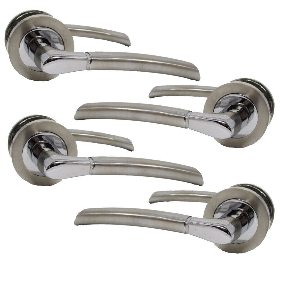 Epsom Door Handle Internal Chrome & Satin Duo Door Handles- 4 sets