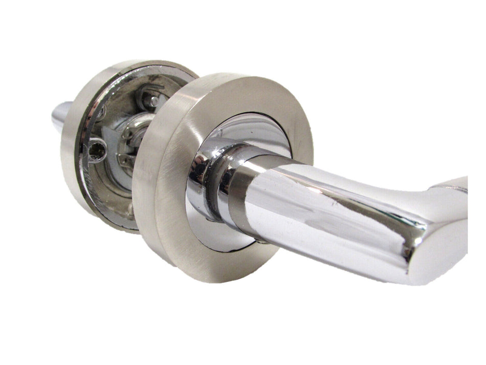 Epsom Door Handle Internal Chrome & Satin Duo Door Handles- Standard Door