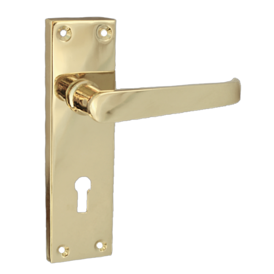 Brass Door Handles Interior Door Lock Handles - Victorian Straight Lock Handles+