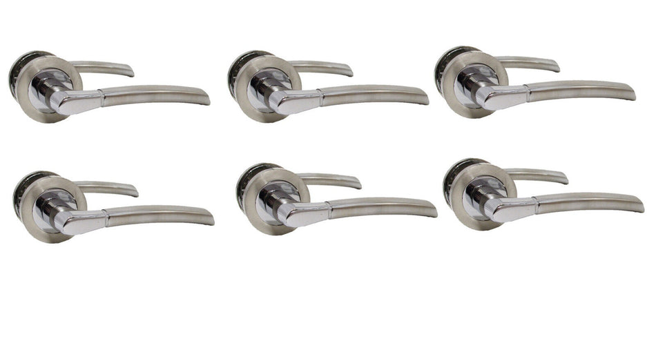 Epsom Door Handle Internal Chrome & Satin Duo Door Handles- 6 sets