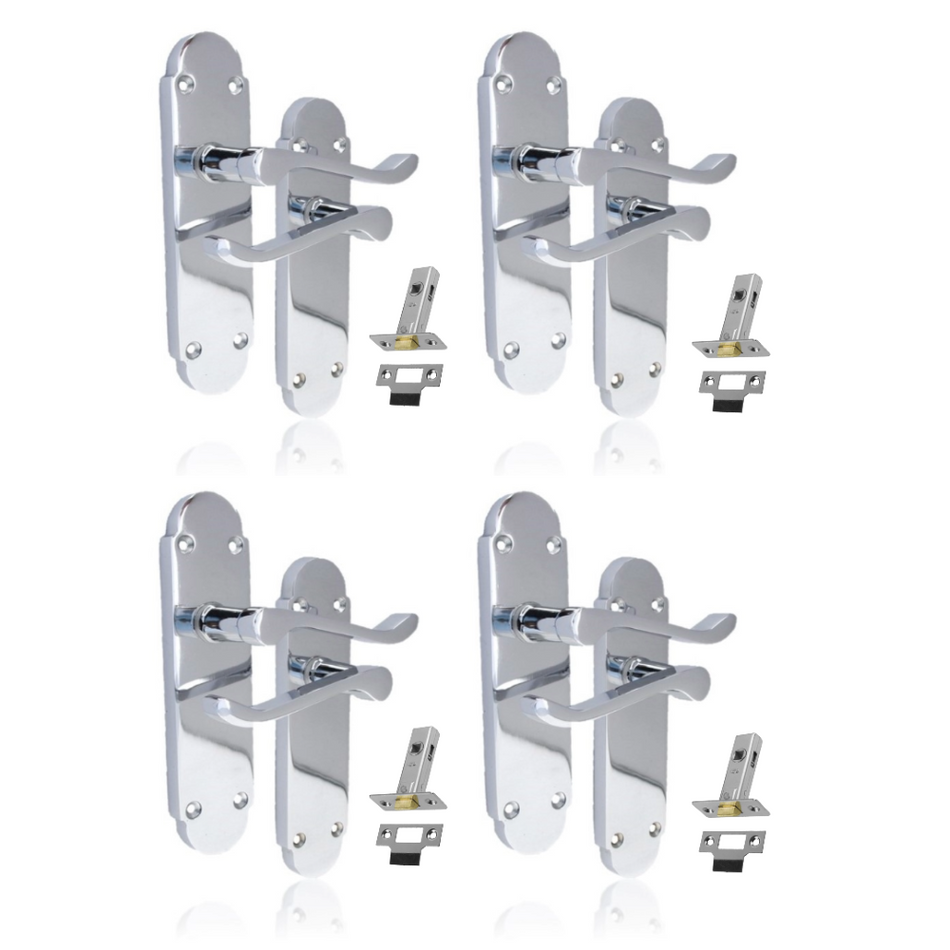 Silver Door Handles Interior Door Handles - Victorian Scroll Polished Chrome x4+