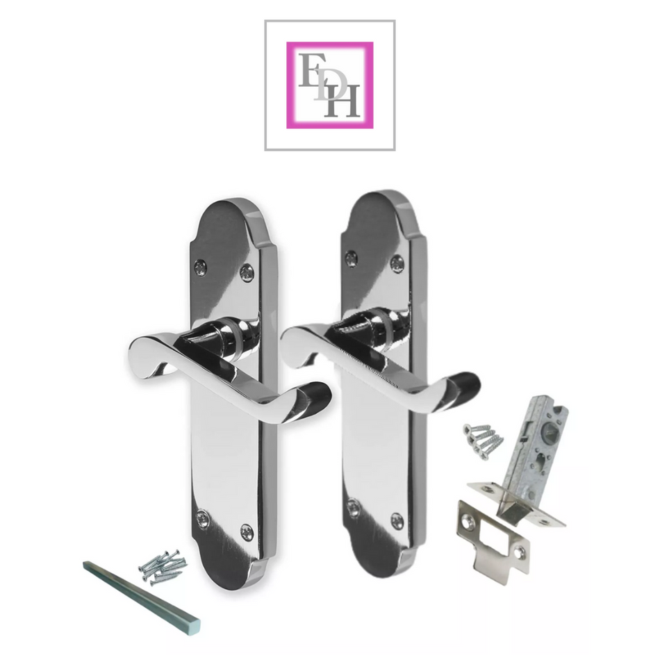Silver Door Handles Interior Door Handles - Victorian Scroll Polished Chrome x4+