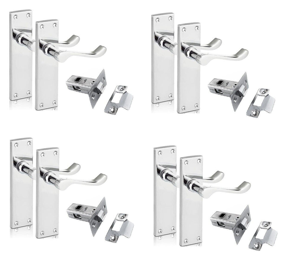 Modern Victorian Chrome Door Handles,Victorian Scroll Lever Latch Door Handles4+