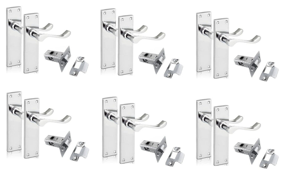 Modern Victorian Chrome Door Handles,Victorian Scroll Lever Latch Door Handles6+
