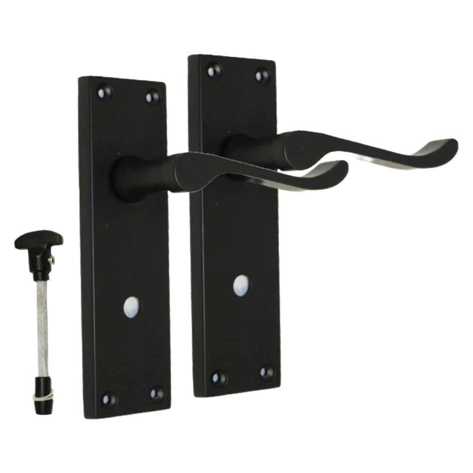 Victorian Black Bathroom Door Handle Set - 1 Pair Classic Black Interior Door
