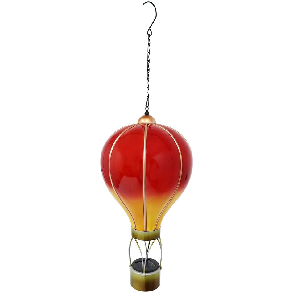 Small Flame Red Solar Hot Air Balloon – Outdoor Hanging LED Light for Garden