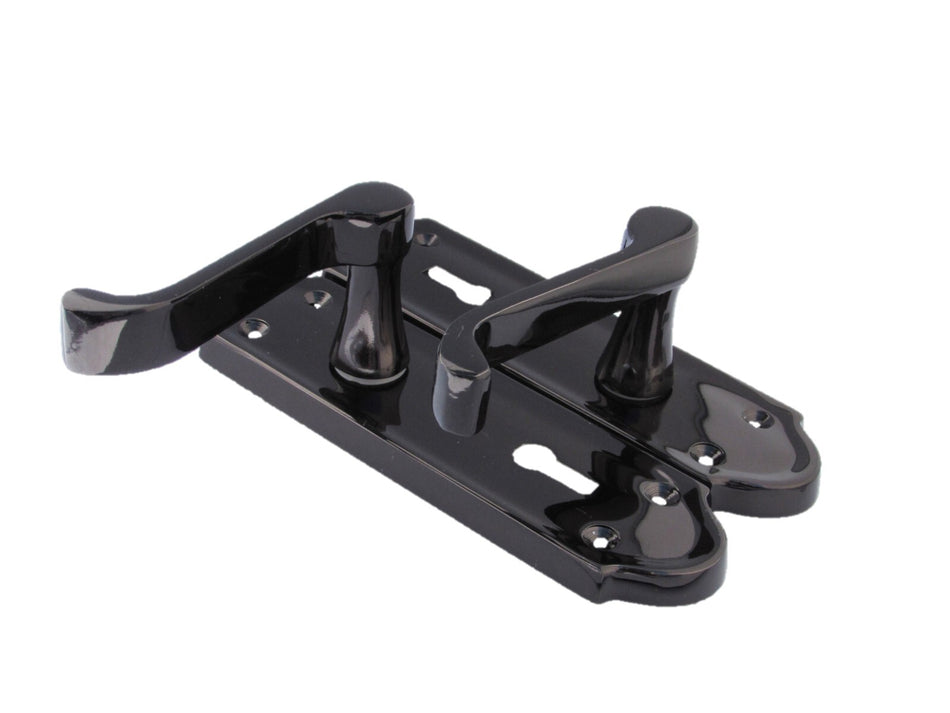 Askworth Door Handle Set – Black Nickel Internal Lock Door Handles 170mm x 48mm