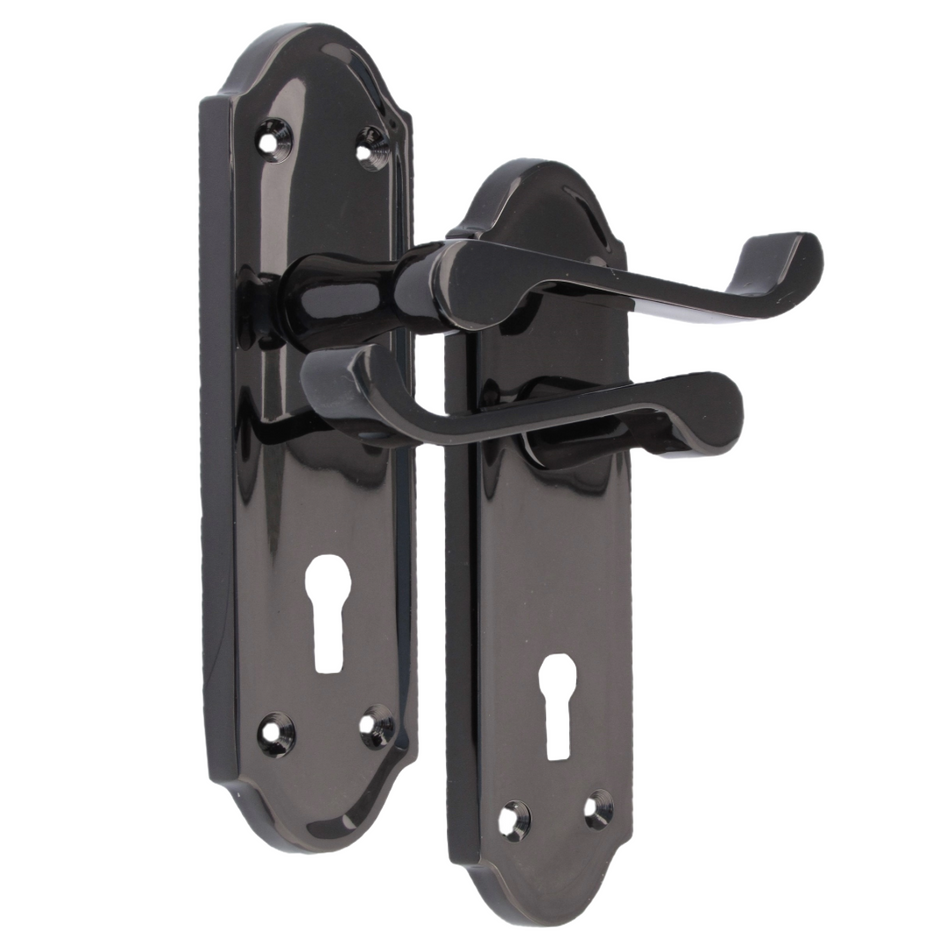 Askworth Black Nickel Internal Lock Door Handle Set + 3 Lever MORTICE SASH Lock