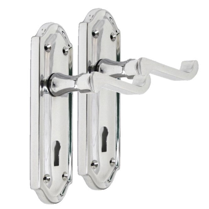Polished Chrome Lock Door Handles Ashford Ashworth Victorian Scroll Door 170mm