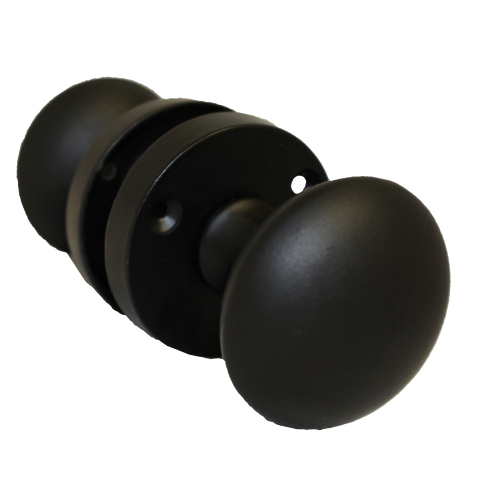 Matt Black Round Door Knob Set Including Tubular Latch - Modern Victorian Style4