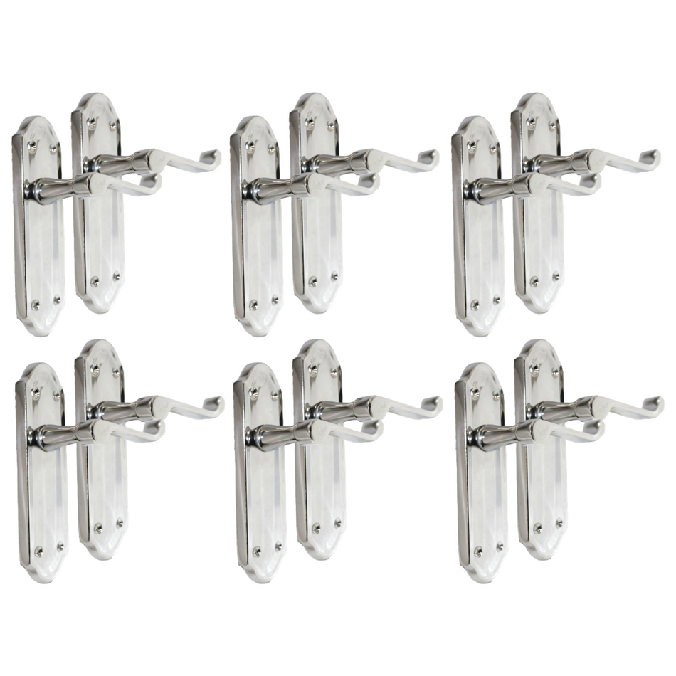 Chrome Plated Internal Door Handles Ashford Style Lever Latch Handles, 6 Pairs
