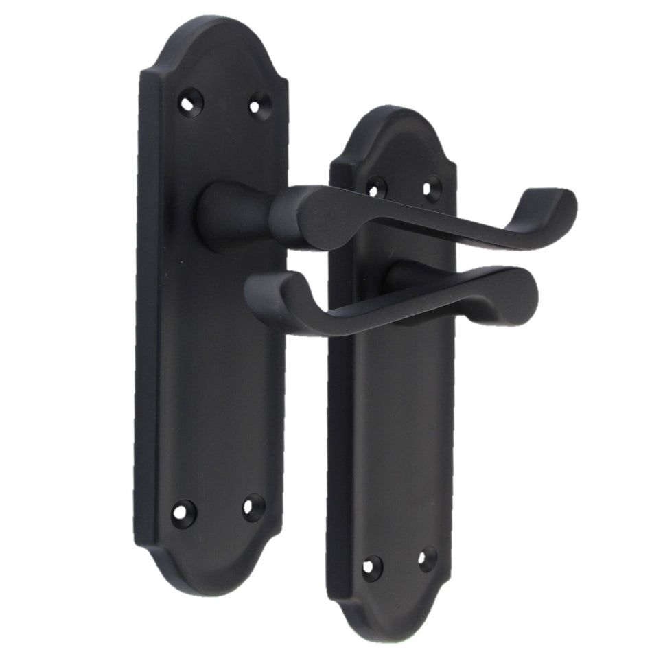 Matt Black Internal Door Handles Ashford Style Lever Latch Handles, 1 Pair