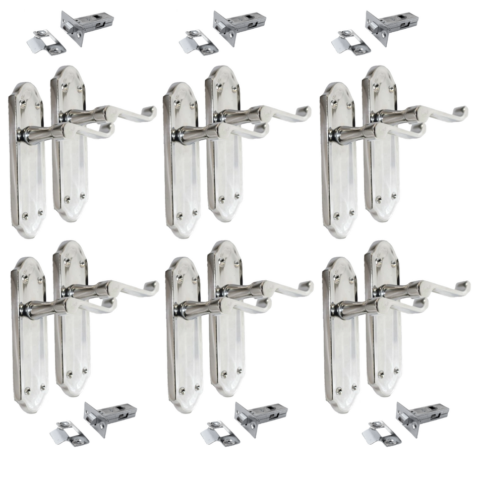 Chrome Plated Internal Door Handles Ashford Style Lever Latch + Tubular Latch