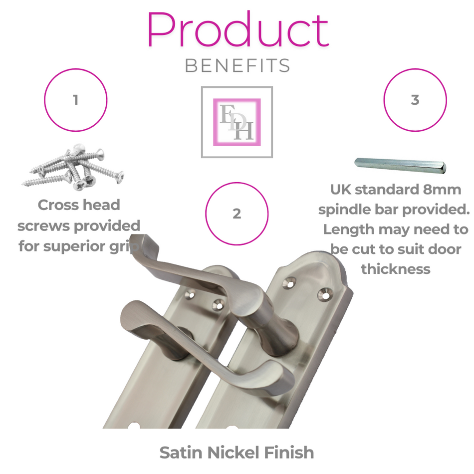 Satin Nickel Door Handles - Askworth Internal Door Handles Set for Internal Door