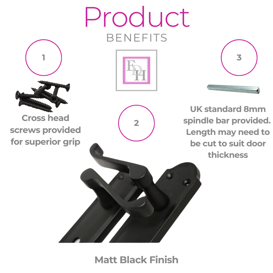 Matt Black Door Handles - Askworth Internal Door Handles Set for Internal Doors