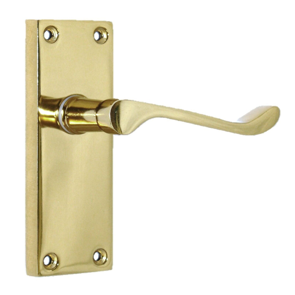 Door Handles Brass Plated  Victorian Scroll Lever Latch Modern Door Handles +
