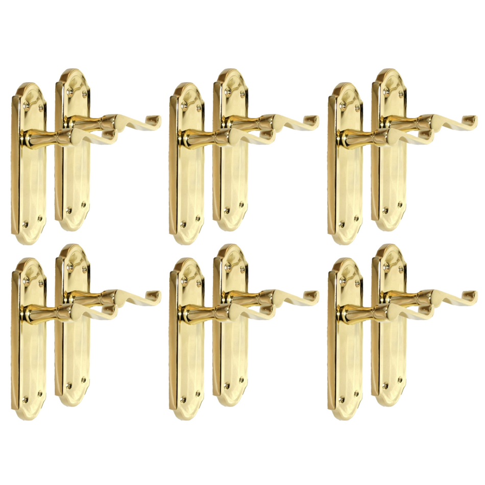 Door Handles Scroll Lever Latch Brass Finish Ashford Style Ashworth Interior x6.