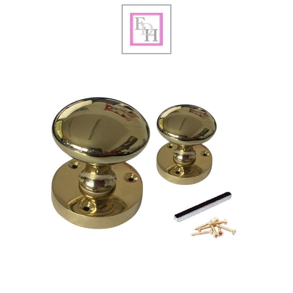 Brass Door Knob Modern Round Rose Door Knob Brass Door Handles 1 Pair + Latch