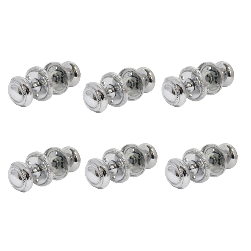 Polished Chrome Georgian Round Door Knobs – 6 Pairs