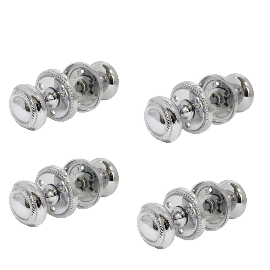 Polished Chrome Georgian Round Door Knobs – 4 Pairs